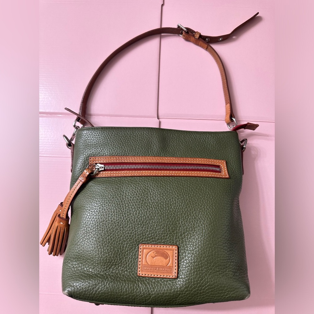 Dooney & Bourke Olive Green and Tan Shoulder Bag